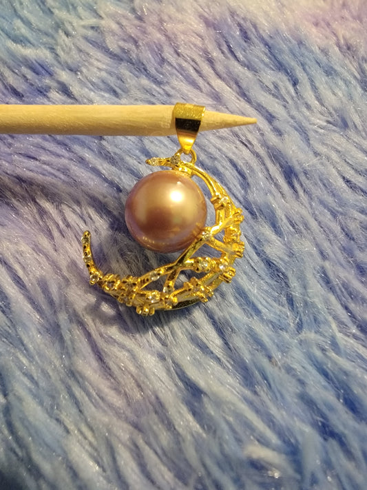 Beautiful 925 Crescent Pendant with Edison Pearl