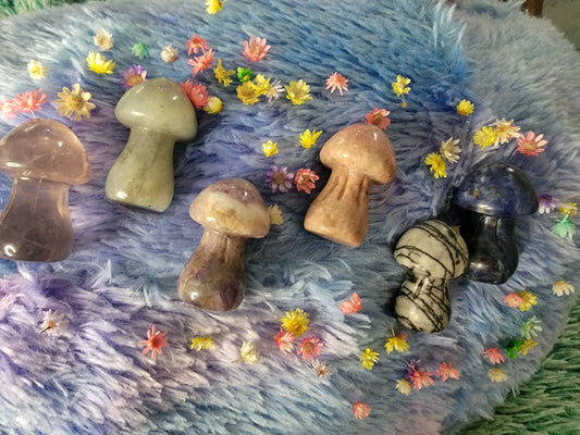 1 1/2" Natural Crystal Mushroom