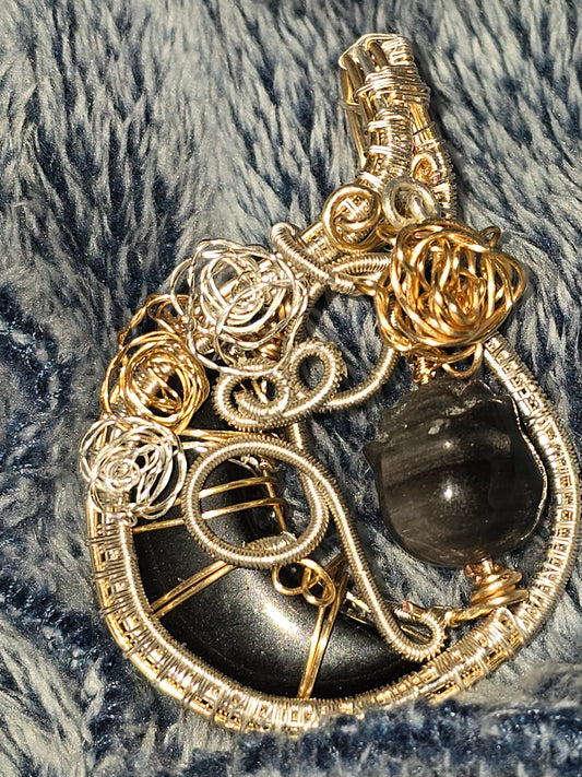 Silver Obsidian Adult Fidget Pendant