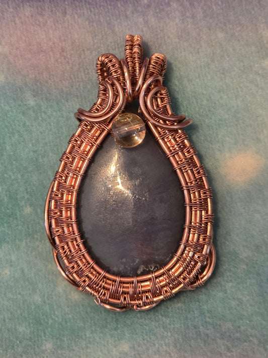 Jasper and Gold Rutile Copper Pendant