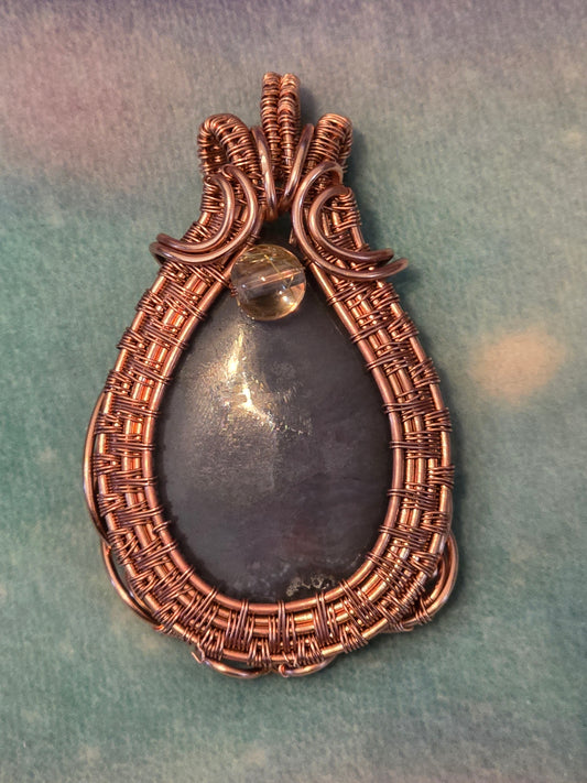 Jasper and Gold Rutile Copper Pendant
