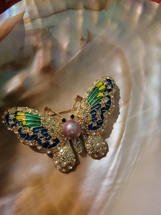Eddison Pearl Butterfly Brooch