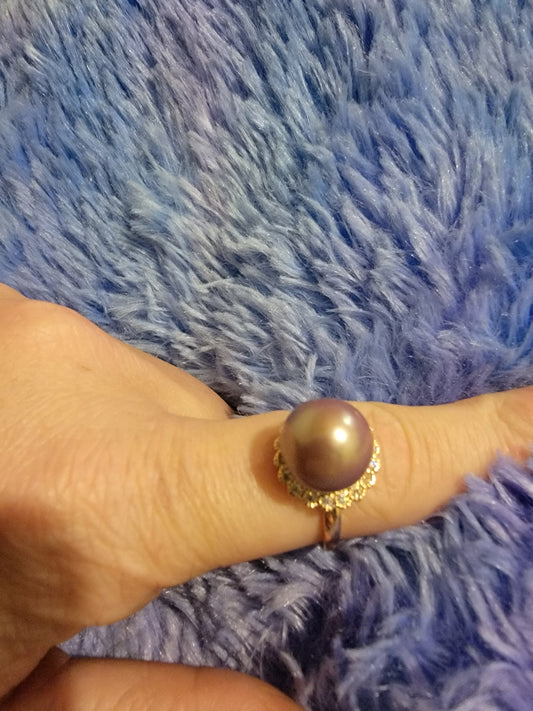 Pearl and Rose Gold Halo Ring