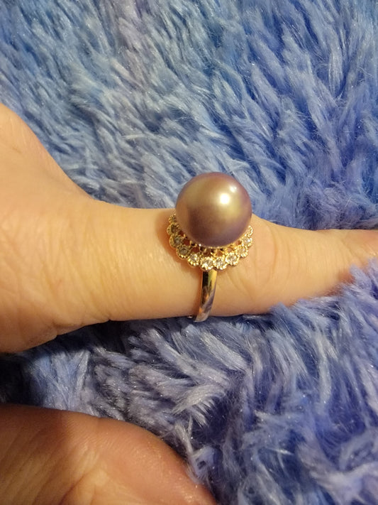 Pearl and Rose Gold Halo Ring