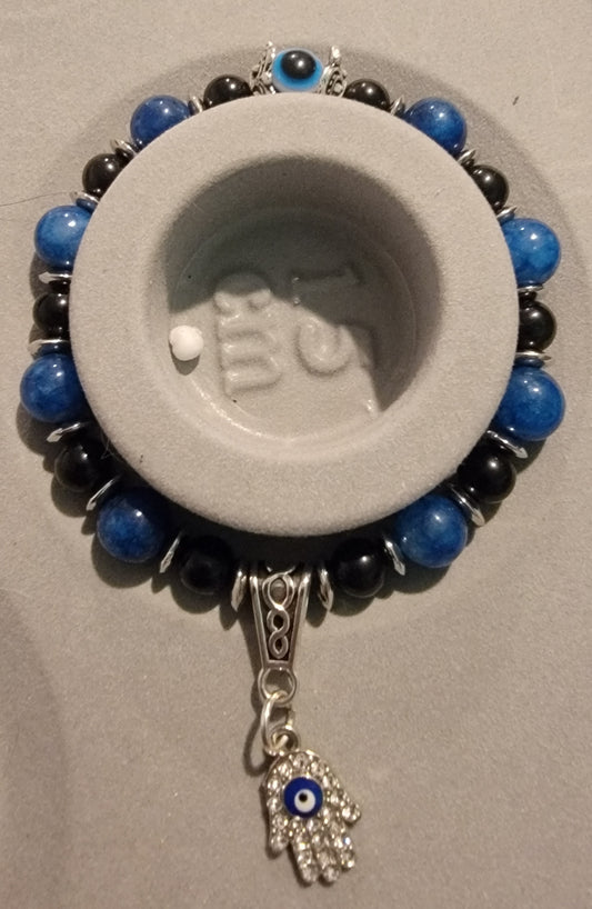 Natural Crystal Aquamarine Evil Eye Bracelet